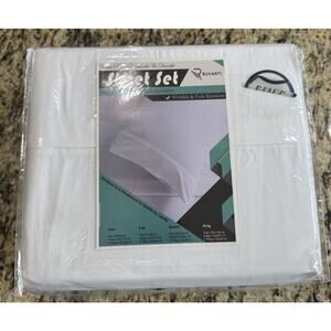 Ruvanti 4 Piece 100% Natural Cotton Sheet Set Deep Pocket White Bed Sheets FULL